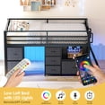 thumbnail image 6 of UIOWIO Full Loft Bed with 6 Storage Drawers & Shelf, Loft Bed with LED Lights & Play Curtain, Metal Loft Bed Frame with Ladder & Safety Guardrail, Black, 6 of 9