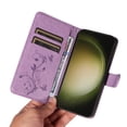 thumbnail image 2 of Allytech Wallet Case for Samsung Galaxy S21+ Plus, PU Leather Butterfly Embossed Slim Flip Cover for Girls Women Shockproof Cards Holder Hand Wrist Phone Case for Galaxy S21 - Purple, 2 of 8