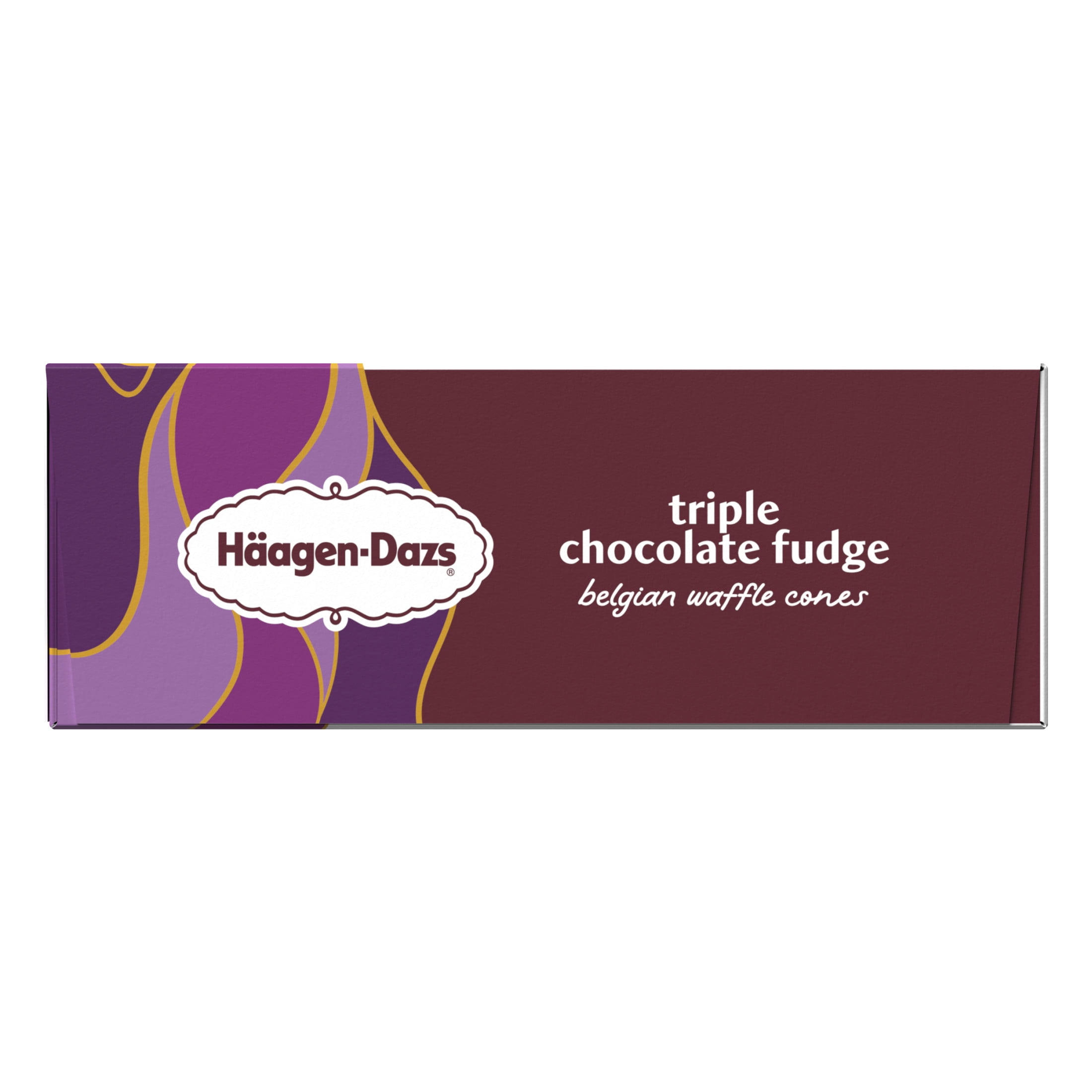 Haagen-Dazs Triple Chocolate Fudge Belgian Waffle Ice Cream Cone, 4 Count
