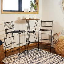Sunnydaze 3-Piece Steel Bar Set with Table and 2 Bar Stools, Black