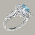 thumbnail image 3 of LBG British Made 10k White Gold Womens Ring Natural Blue Topaz & Cubic Zirconia Statement Ring - 33 size options - Size 7.5, 3 of 6