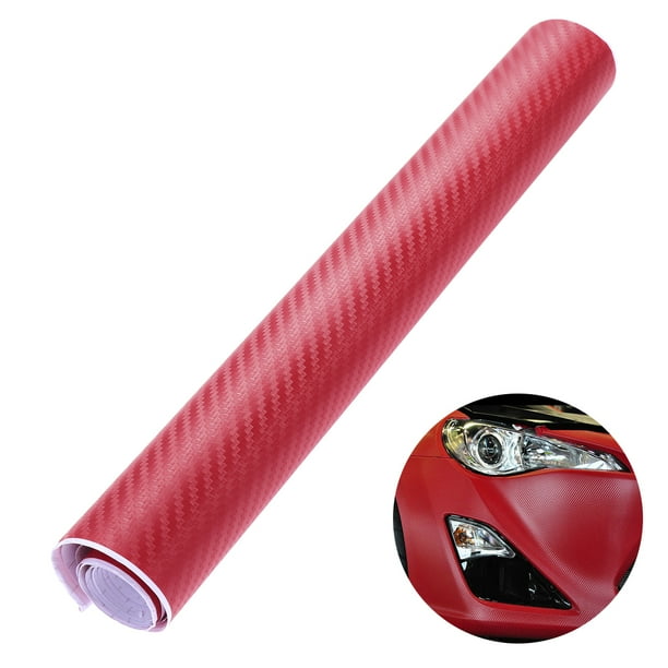 Rollo de fibra de carbono 3D para decoración de coche, 30 x 127 cm (rojo)