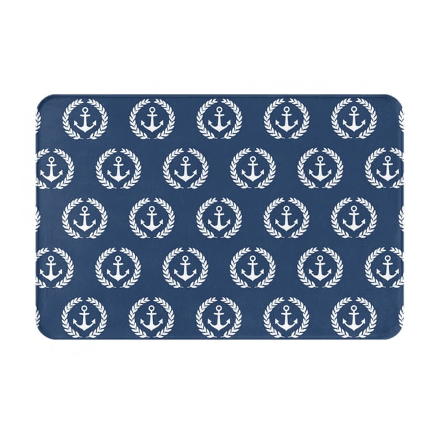 Balery Navy Nautical Felpudo de franela, resistente a las manchas y a la decoloración, para uso interior y exterior, fácil de limpiar, 40 x 60 cm