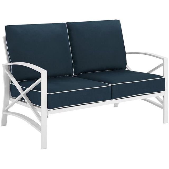 Crosley Kaplan Causeuse de Patio Bleu Marine et Blanc