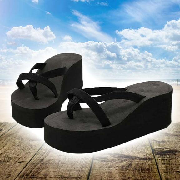 Milisten Black EVA Wedge Flops Sandals for Women Outdoor 1 Pair 6.3In Heel