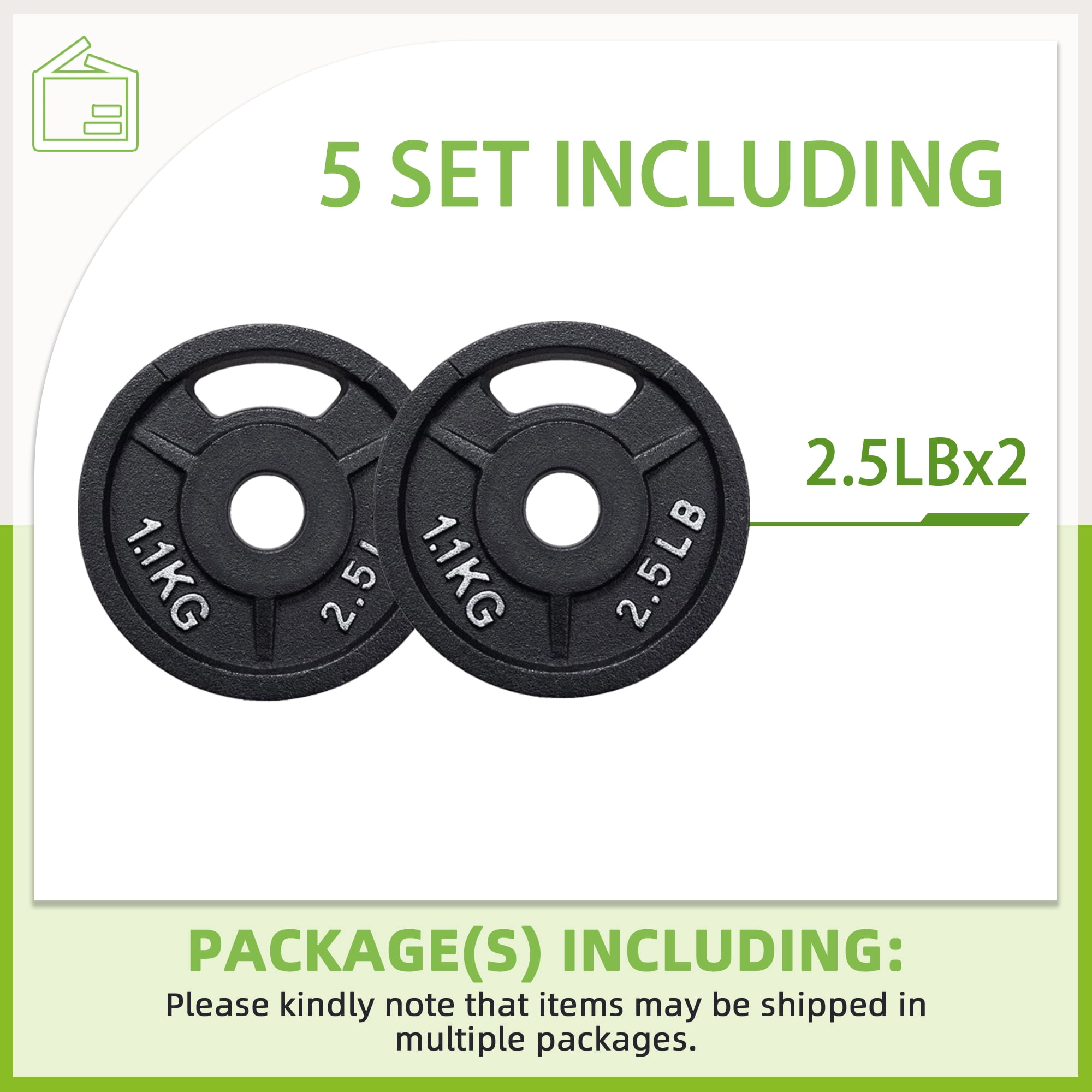 FlexWave 2-Inch Olympic Cast Iron Weight Plates Set, 5LB, 10LB, 50LB, 70LB & 120LB Options, for Strength Training & Home Gym
