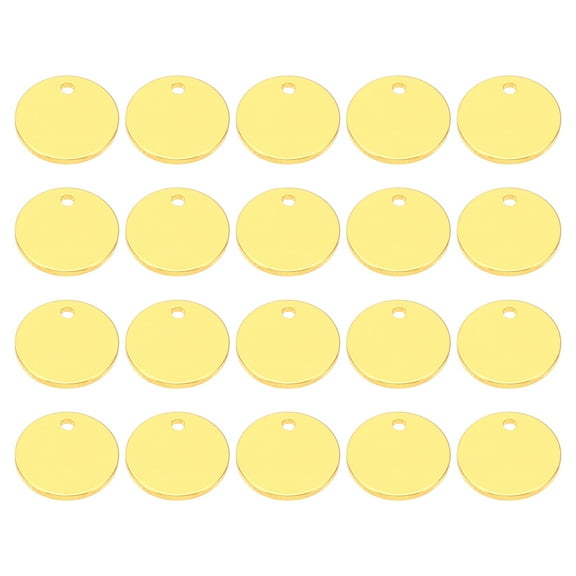 12mm Brass Disc, 20pcs Metal Stamping Blanks Tags Circle Charm Pendants Round Metal Plate for Laser Engraving Stamping Keychain Making, Gold Tone