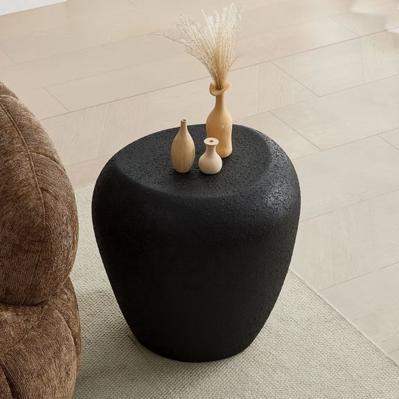 Kevinplus Irregular Fiberglass Side Table for Living Room, Apartment, Office,Black,19 Inch