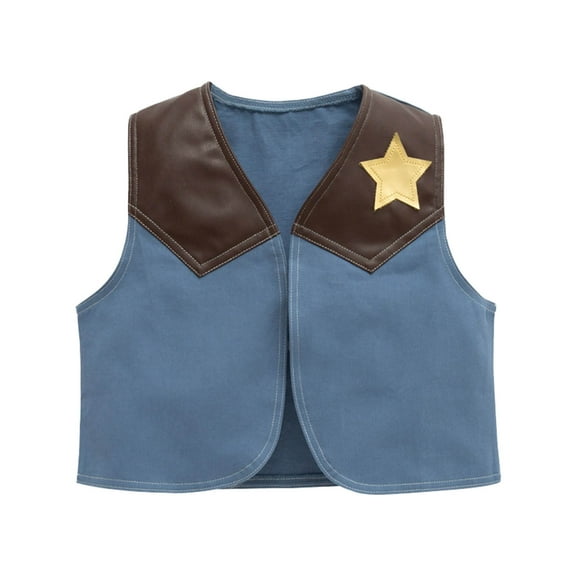 ZHOGXU Kids Boys Girls Denim Jacket Sleeveless Star Print Patchwork Jean Vest Summer Coat For Outdoor Activities,Blue,3-4 Years