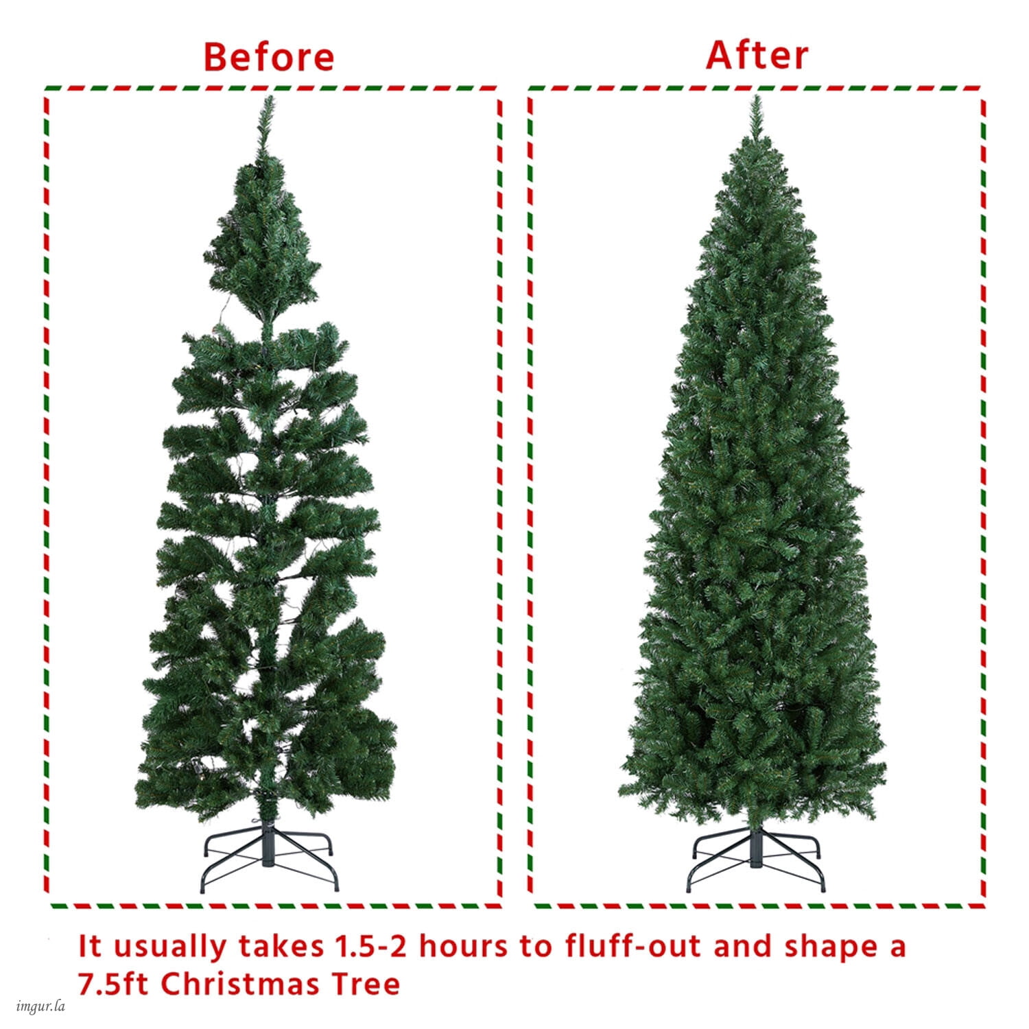 Alden Design 7.5FT Pre-lit Pencil Artificial Christmas Tree with Stand and 350 LED Lights,Green