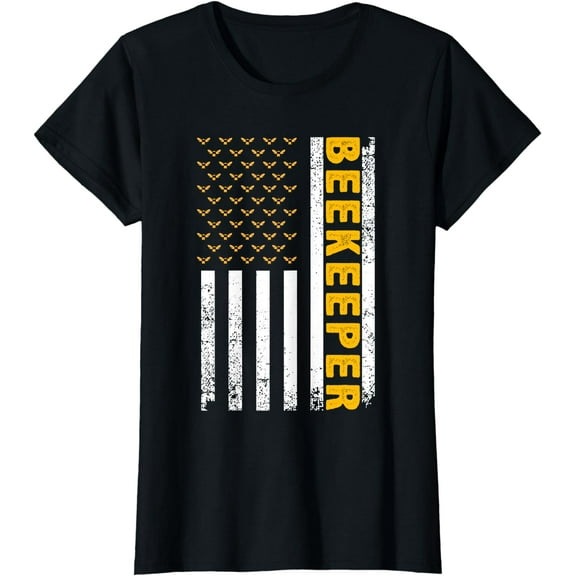 Beekeeper For Men Women Beekeeping American Flag Bee Lover T-Shirt