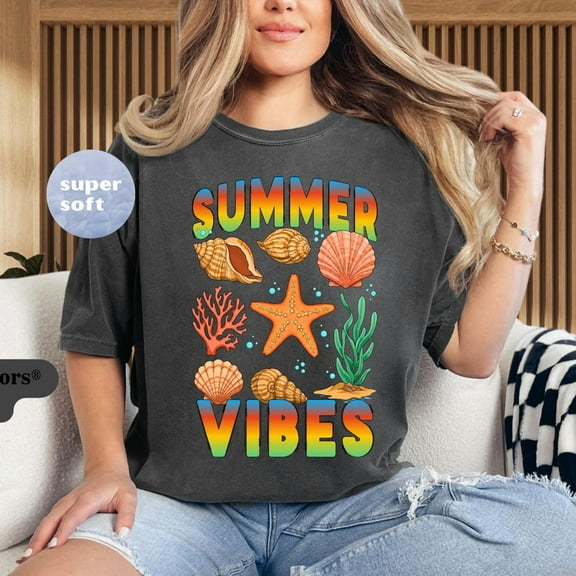 Sam Soft Summer Vibes T-Shirt, Trendy Summer Tee, Casual Graphic Shirt, Perfect for Beach Days