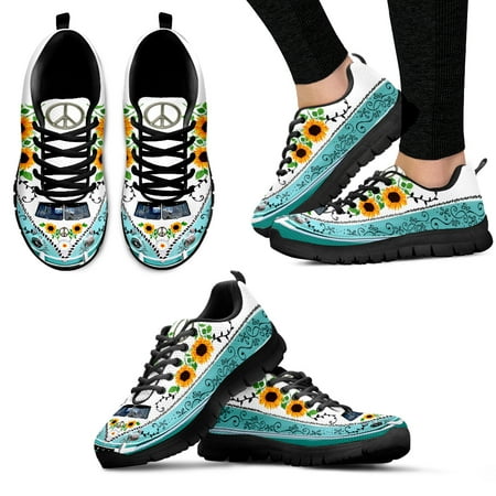 

Classic Sunflower Flower Design Sign Language Print Lightweight Lace-up Outdoor Shoes Comfortable Platform Sneakers