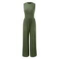thumbnail image 7 of Women Solid Sleeveless Wide Leg Jumpsuit Dressy Ribbed Jumpsuit With Summer Tank Romper Yoga Jumpsuit for Women Overalls for Women Petite off The Shoulder Jumpsuit New Years Eve Outfits Women Jumpsuit, 7 of 7