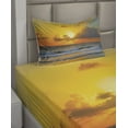 thumbnail image 3 of Ambesonne Sea Fitted & Top Sheet Set with Sham, Sunset Beach in Brazil City, Orange Grey, 3 of 5