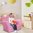 thumbnail image 2 of Kids Sofa with Ottoman, Crown-Like Kids Couch w/Comfy Armrests, Sturdy Wood Structure, PVC Leather Surface & Crystal Decoration, Toddler Chair with Footstool, Ideal for Princess 3-5 (Pink), 2 of 18