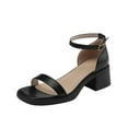 thumbnail image 2 of AXXD Black Work Sandals for Women Office Leather Summer Trendy Ankle Strap Mothers Day, 2 of 6