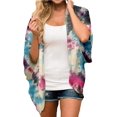 thumbnail image 3 of FINOCEANS Cárdigans tipo kimono de gasa floral para mujer, sueltos, para cubrir la playa, media manga, 3 of 5