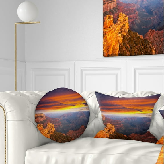 Designart Colorful Grand Canyon At Sunset - Landscape Printed Throw Pillow - 12x20