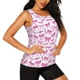 thumbnail image 2 of Balery Pink bows Camiseta sin mangas estampada ligera para mujer, tops de entrenamiento sin mangas, camisetas de yoga transpirables de secado rápido.-Medium, 2 of 7