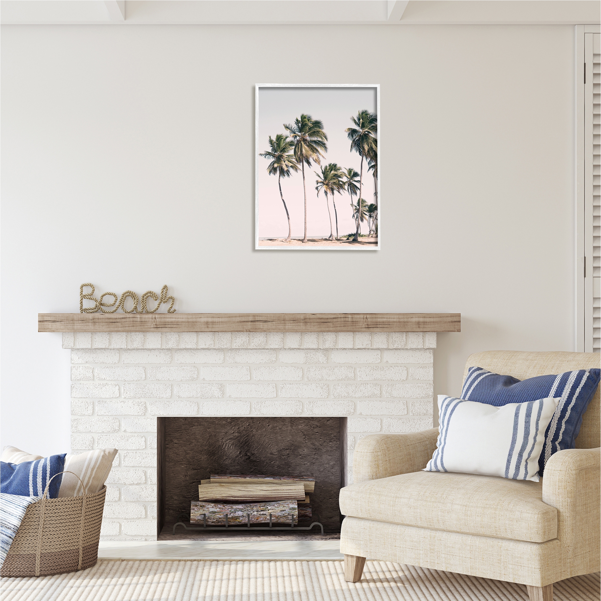 Stupell Industries Windblown Palm Trees Nature Photography White Framed Art Print Wall Art, 24 x 30
