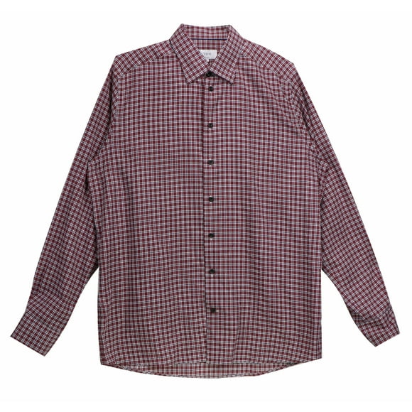 Eton Men's Red / Blue White Contemporary Fit Plaid Dress Shirt Casual Button-Down - 44-17.5 (Xl)