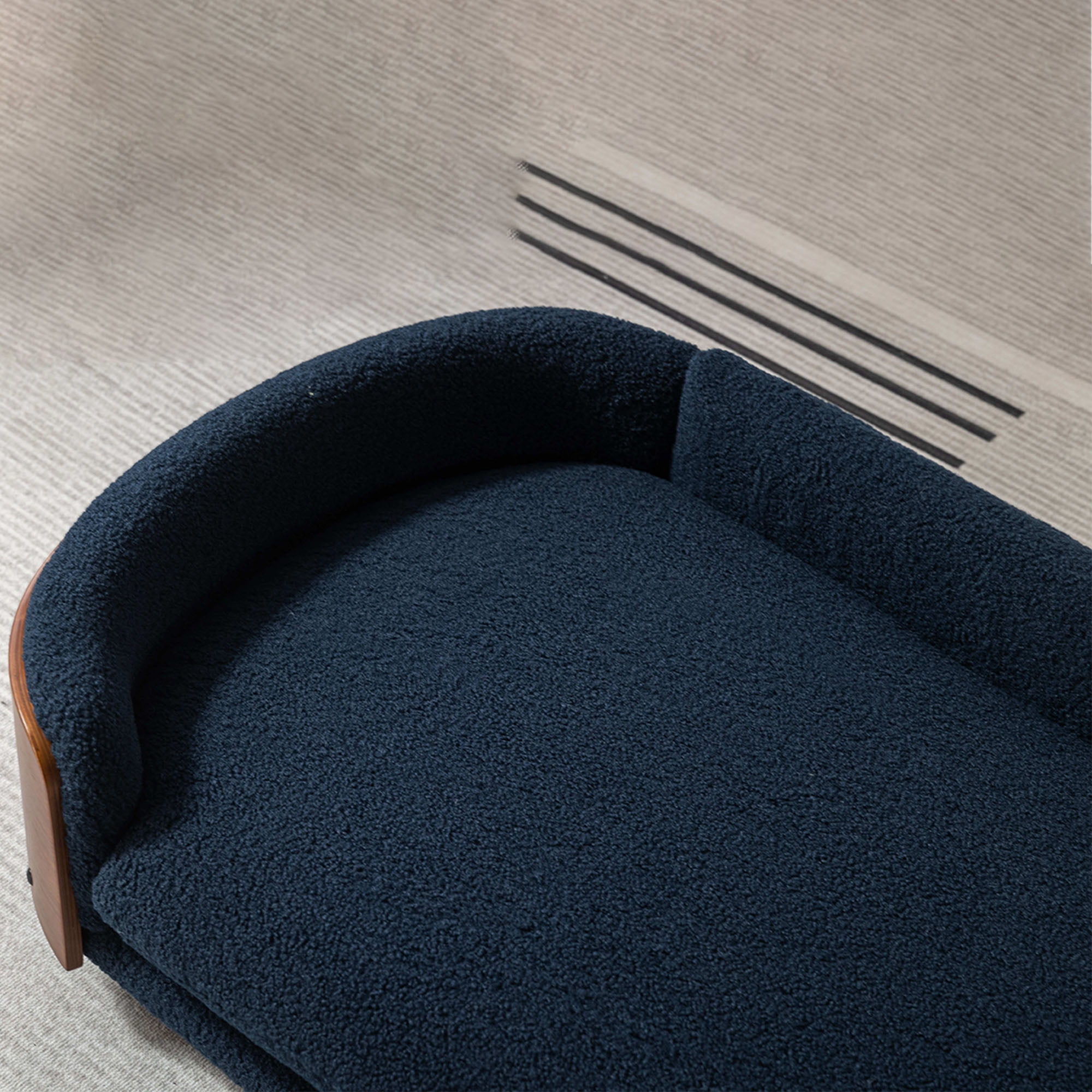 Pefilos 38" Elevated Pet Dog Bed with Solid Wood Legs and Walnut Bent Wood Back, Cashmere Cushion, Pet Sofa for Indoors Dogs, Dark Blue Pefilos 38" Elevated Pet Dog Bed with Solid Wood Legs and Walnut Bent Wood Back, Cashmere Cushion, Pet Sofa for Indoors Dogs, Dark Blue