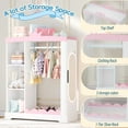 thumbnail image 5 of Kids Closet with Jewelry Cabinet, Dress up Storage with Shelves&Mirror, Costumes Wardrobe Closet with Hanging Rack for Toddlers,Organizer for Bedroom, (Kids' Armoires, White), 5 of 7
