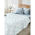 thumbnail image 4 of Aqua Spring Floral Full Size Flat Sheet, Wrinkleproof & Fadeproof Cooling Flat Bed Sheet Only, Summer Botanical Watercolor Breathable Soft Bedding Top Sheets 81 x 96 Inches, 4 of 8