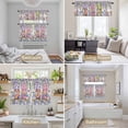thumbnail image 6 of Blue Purple Gnomes Kitchen Curtains Sets for Windows 36 Inch Length, Spring Hydrangea Flower Leaf Pink Plaid Rod Pocket Window Treatments Tier Curtains and Valances Set for Bedroom/Bathroom, 6 of 8