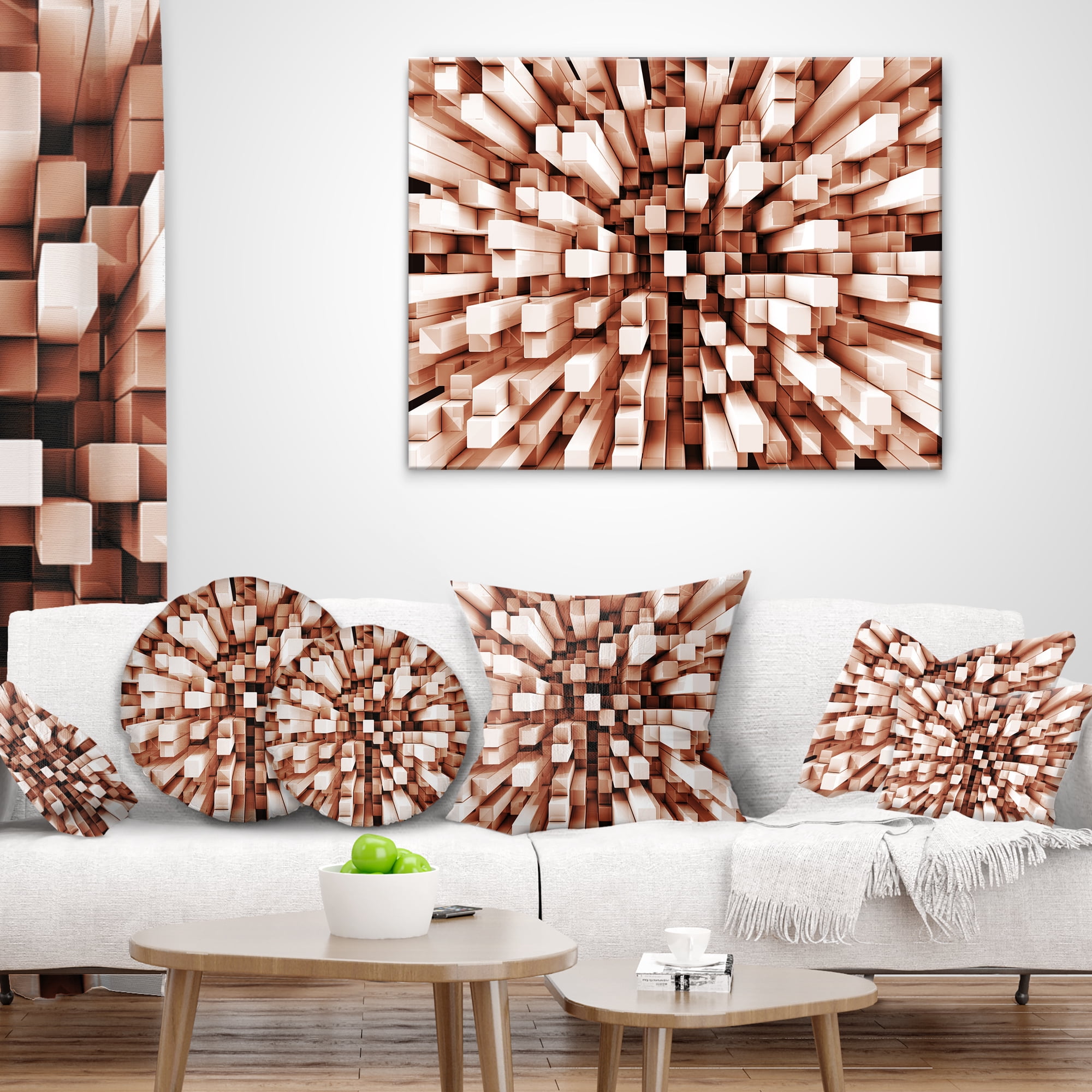 Designart Reflective Checkered Cube - Contemporary Throw Pillow - 18x18