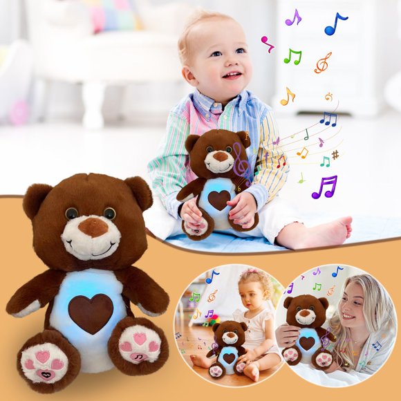 Cameland Machine à Sons pour Bébé, Peluche Apaisante Rembourrée, Détails Sensoriels, Musique, Lumières, Mouvement de Respiration Rythmique, Jouet Musical pour Nouveau-Nés