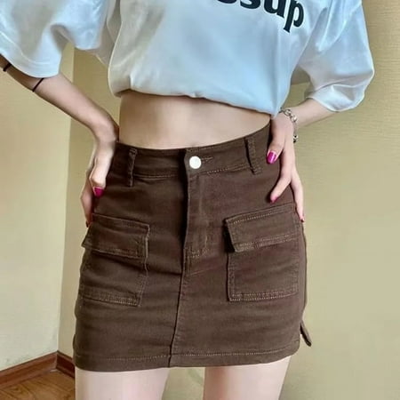 Lucyever Korean High Wiast Denim Mini Skirt Women Sexy Hot Girl Tight Bag Hip Skirts Female Slim Anti-Glare Short Skirts Female