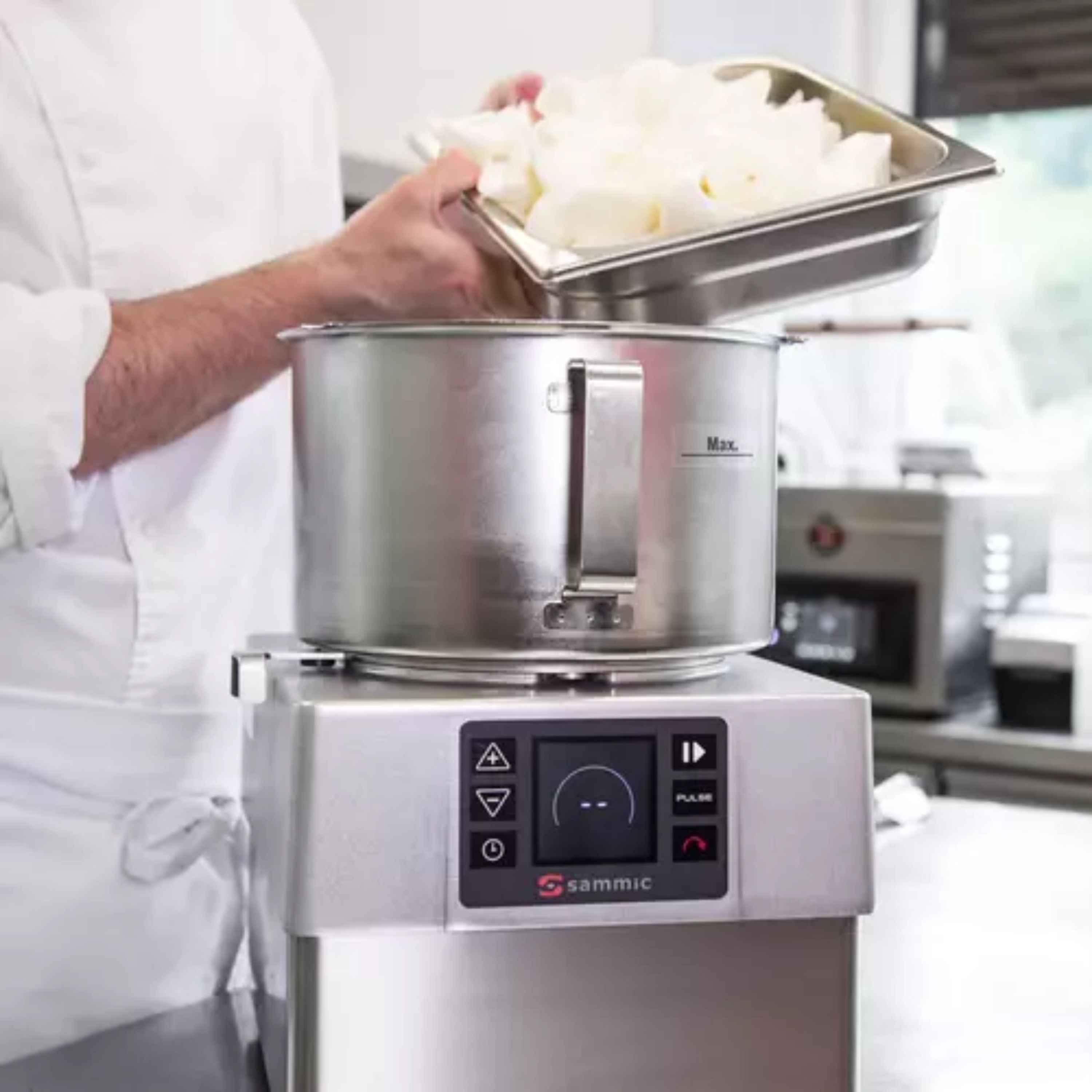 Sammic CK-35V Combination Food Processor, 5.8 Qt Bowl, Variable Speed, Reverse Function, Continuous Feed & Batch Modes, LED Digital Controls, 3 HP Motor, 120V, Stainless Steel