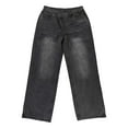 thumbnail image 4 of Bibifish Womens Jeans Dark Blue High Waist Wide Leg Denim Pants Asymmetric Button Detail Relaxed Fit Casual Daily Outings Stylish Jeans, 4 of 5