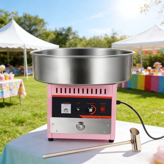 1000W Commercial Floss Maker, Commercial Cotton Candy Machine, Electric Commercial Pink Cotton Candy Machine, Electric Cotton Candy Machine with Stainless Steel Bowl&Sugar Scoop for Holiday Event, Ma