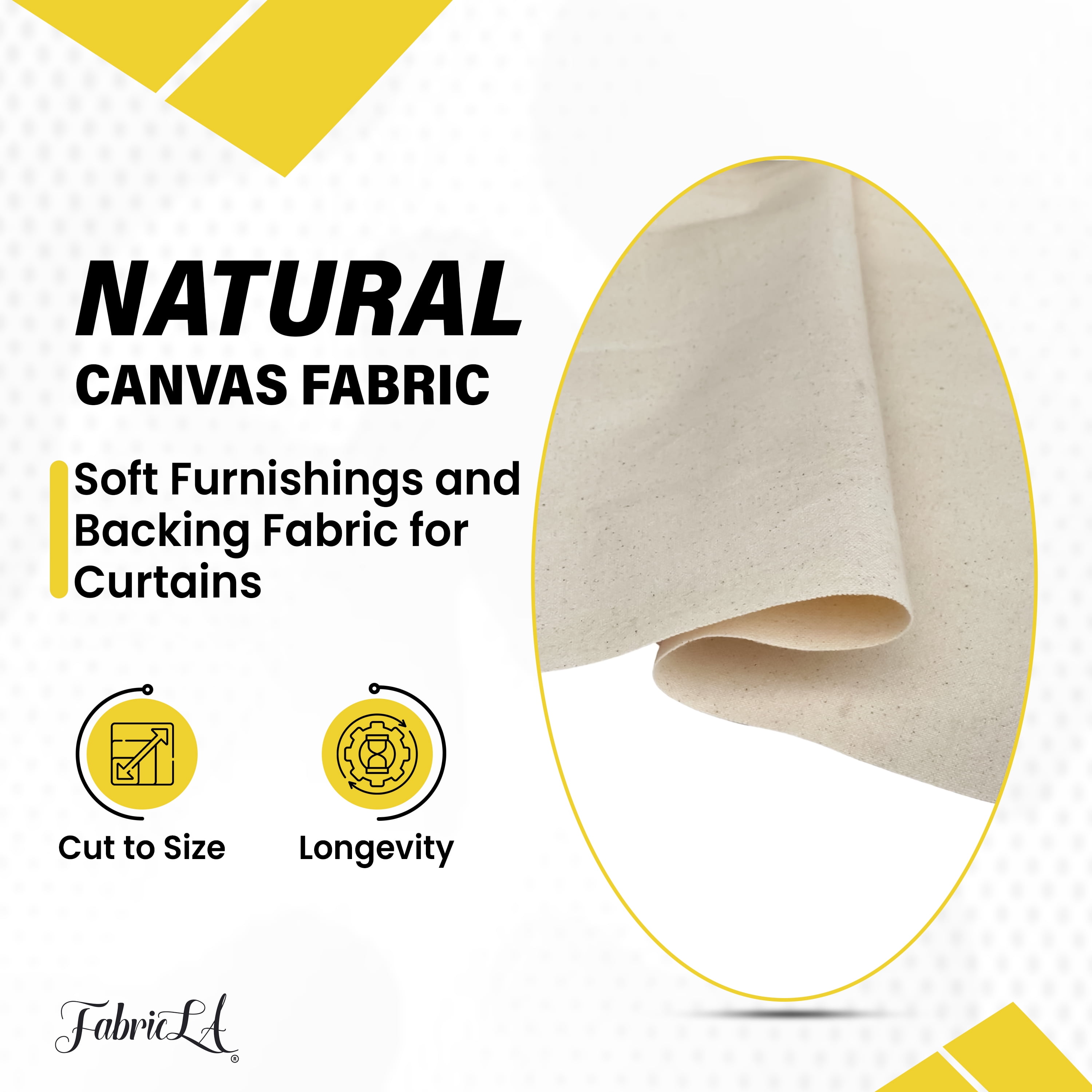 FabricLA Canvas Fabric Roll | 62" Wide 10oz Cotton Canvas Fabric by The Yard | Premium Duck Cloth for Painting, Upholstery, & Crafts - Natural