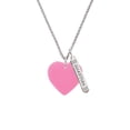 thumbnail image 2 of Delight Jewelry Acrylic 1" Hot Pink Heart Silvertone Guardian Angel Bar Charm Necklace, 23", 2 of 4