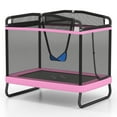 thumbnail image 1 of Patiojoy Trampoline Rectangulaire pour Enfants 6 x 4 Pi Intérieur Extérieur Trampoline Récréatif avec Balançoire Rose, 1 of 10