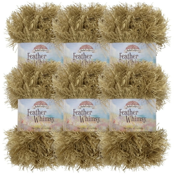 JubileeYarn Feather Whimsy Eyelash Yarn - 50g/Skein Fine Polyester Faux Fur - Mocha - 6 Skeins