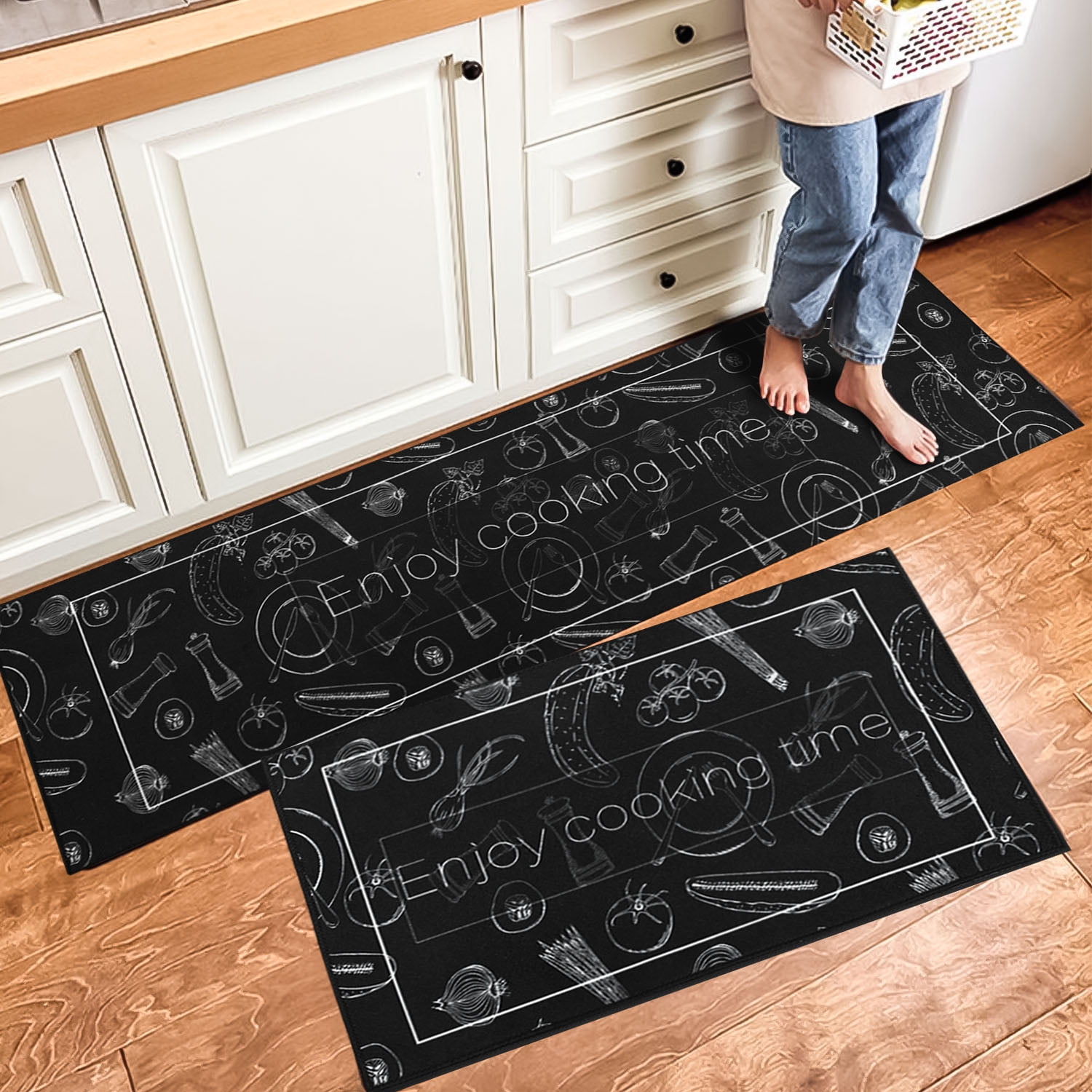 2Pcs AntiFatigue Kitchen Mat and Rug Set NonSlip, Waterproof and