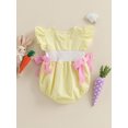 thumbnail image 6 of Baby Toddler Girls Rompers Easter Clothes 3 6 12 18 24 Months Rabbit Embroidery Plaid Fly Sleeve Summer Bodysuits Jumpsuits, 6 of 9