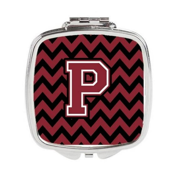 Carolines Treasures Letter P Chevron Garnet & Black Compact Mirror - Garnet & Black