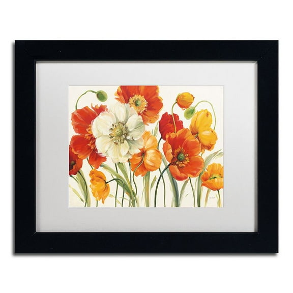 Trademark Fine Art "Poppies Melody I" Canvas Art by Lisa Audit, White Matte, Black Frame