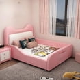 thumbnail image 2 of Princess Children Beds Pink Girl Cartoon Cat Creative Single Leather Children Beds Guardrail Cama Infantil Bedroom Furniture My Lux Decor Round, 2 of 16