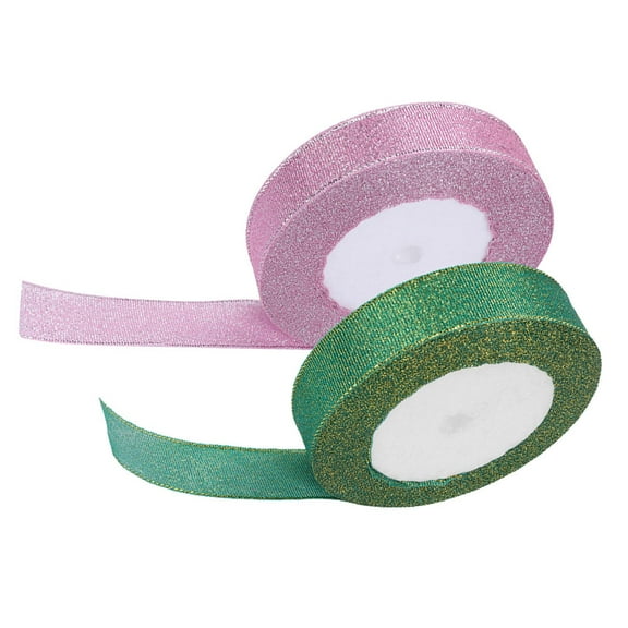 KALLORY 2 Rolls and Green Polyester Craft Ribbon for Wrapping, Crafts, Decorations and Present Packaging