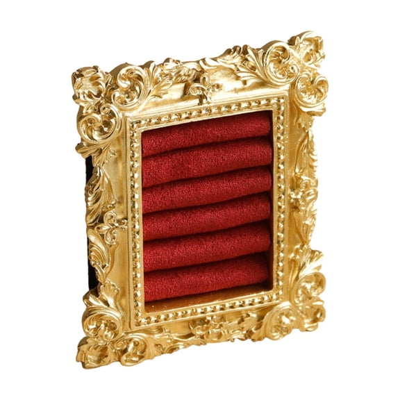Vintage European Style Frame Ring Display Stand, Ornate Jewelry Organizer For Retail Store, Decorative Ring Storage Rack For Jewelry Shop, Ornamental Ring Holder With Velvet
