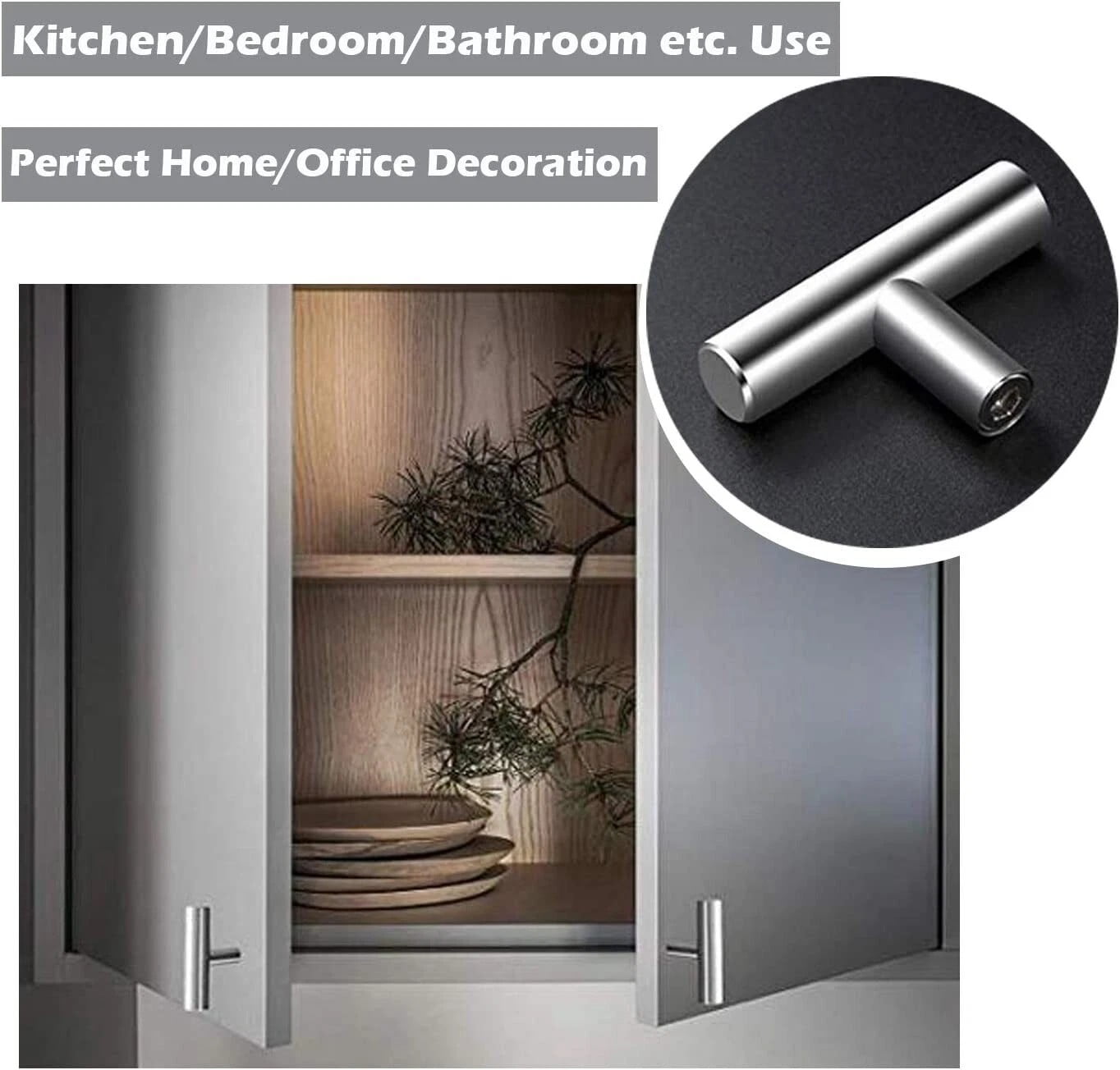 30 Pcs Stainless Steel Satin Nickel Finish 2 inch Kitchen Cabinet Handles T Bar Drawer Pulls
