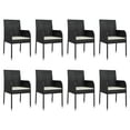 thumbnail image 2 of vidaXL 9 Piece Garden Dining Set with Cushions Black Poly Rattan, 2 of 5