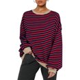 thumbnail image 1 of SUNSIOM Sweat-Shirt Rayé pour Femmes Contraste Couleur Manches Longues Col Rond Pull Décontracté Surdimensionné, 1 of 6